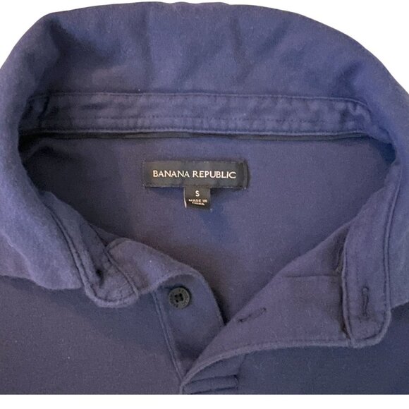 Men's Banana Republic Navy Long Sleeve Polo - Size S - Picture 2 of 3